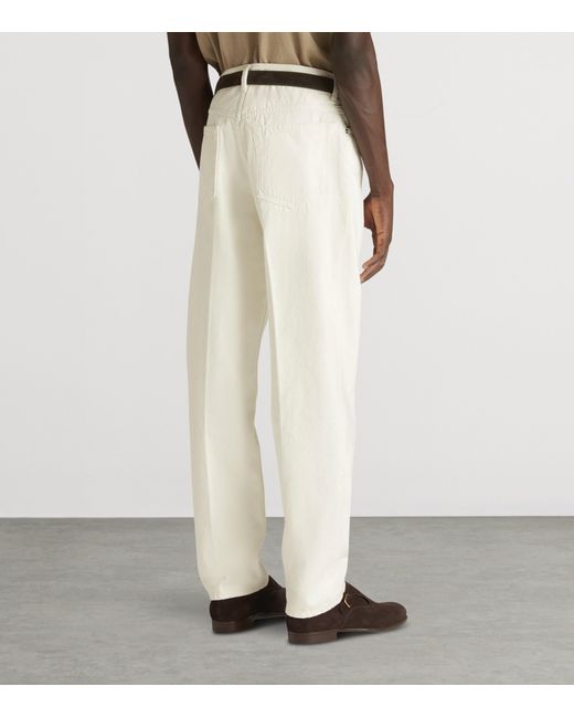 Dunhill White Sea Island Cotton Straight Jeans for men