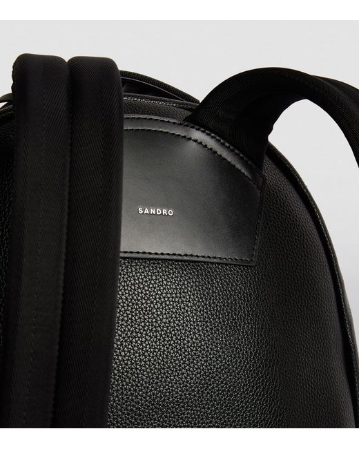 Sandro Black Leather-Trim Backpack for men