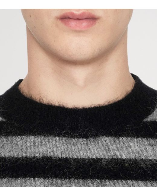 AllSaints Black Wool-Mohair-Blend Harry Stripe Sweater for men