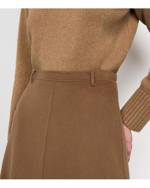 Max Mara Brown Virgin Wool Midi Skirt