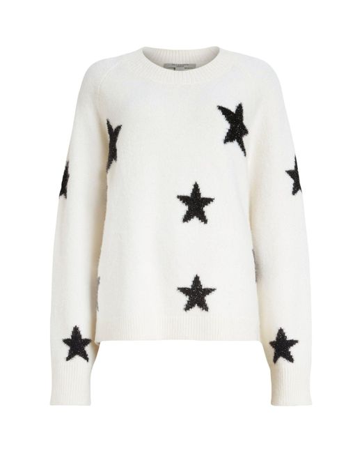 AllSaints White Wool-blend Star Sweater