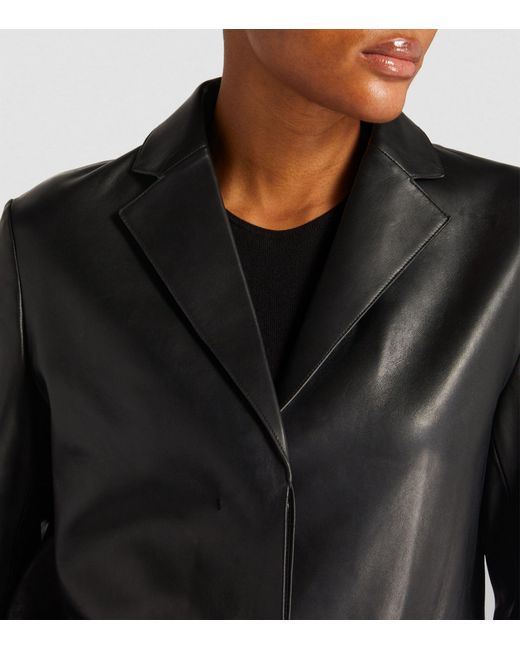 Theory Black Leather Cropped Blazer