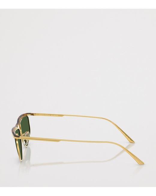 Oliver Peoples Green Steel 1986C Irregular Oval Sunglasses