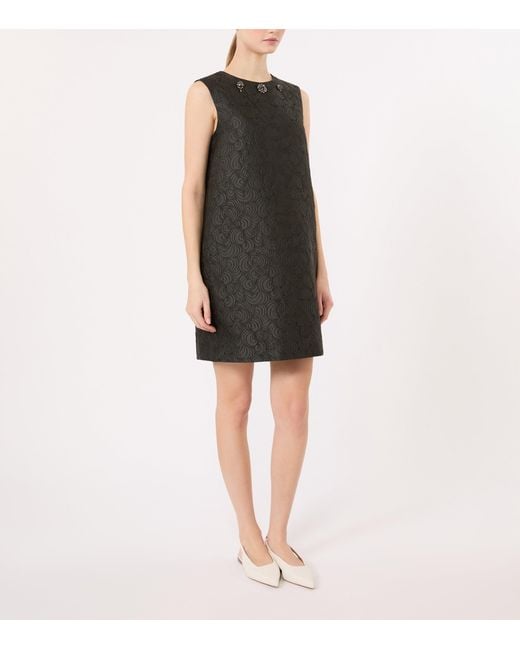 Max Mara Black Crystal Jacquard Mini Shift Dress