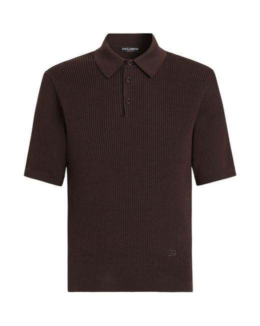 Dolce & Gabbana Brown Cotton Polo Shirt for men