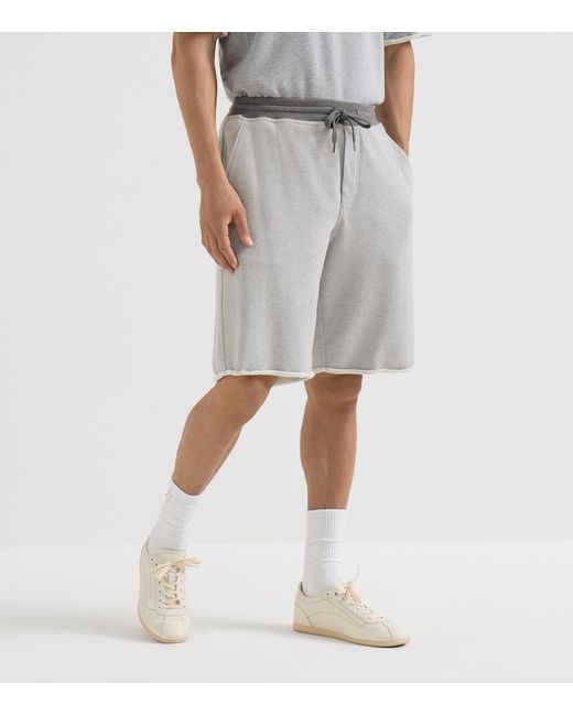Brunello Cucinelli Gray Cotton Track Bermuda Shorts for men