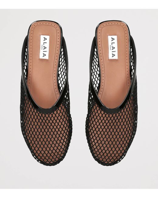 Alaïa Black Alaïa Fishnet Mesh & Patent Mule