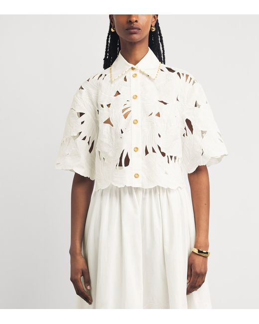 Zimmermann White Cotton Embroidered Mahon Shirt