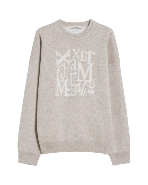 Max Mara Gray Wool-Blend Logo Sweater