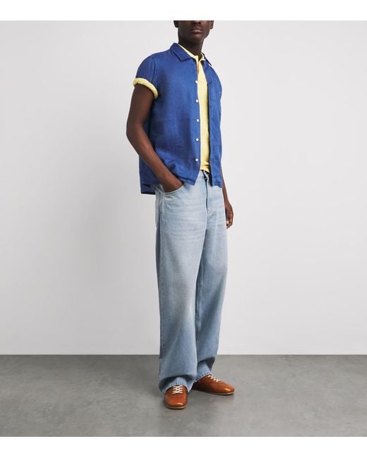 Polo Ralph Lauren Blue Linen Short-Sleeve Classic-Fit Shirt for men
