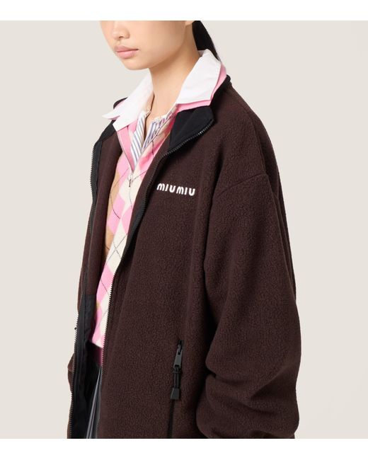 Miu Miu Brown Fleece Zip-Up Jacket