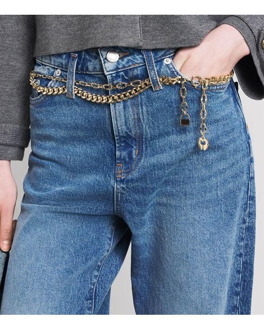 Maje Blue Chain-Detail High-Rise Wide-Leg Jeans