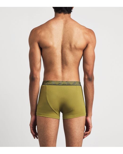 Emporio Armani Blue Stretch-Cotton Logo Trunks for men