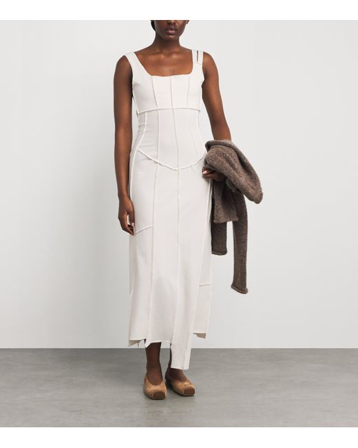 Nadine Mos White Cotton Overlock Midi Dress