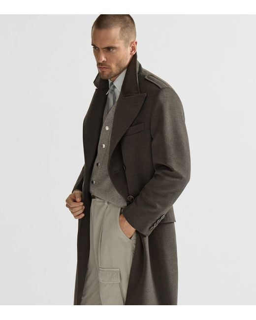Brunello Cucinelli Gray Virgin Wool Water-Resistant Coat for men