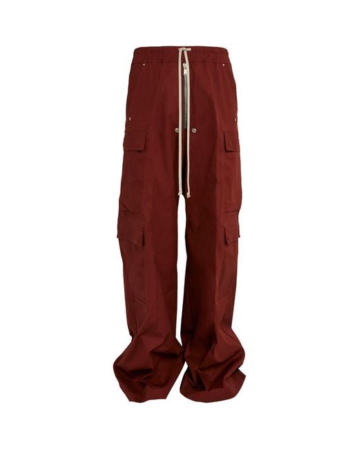 Rick Owens Red Oversized Cargobela Cargo Trousers for men