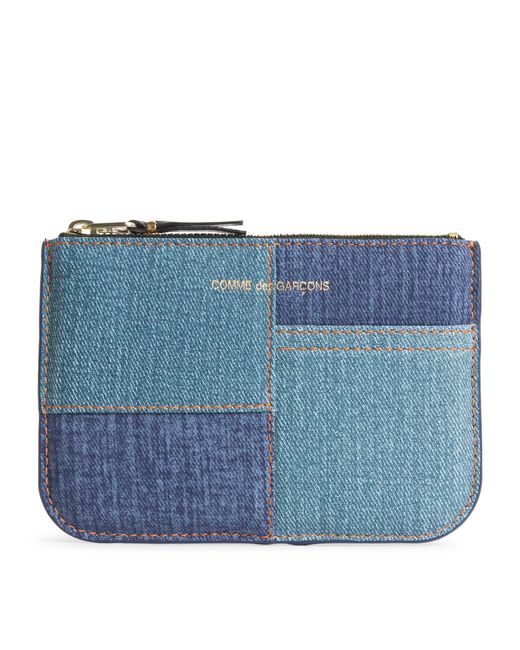COMME DES GARÇONS PLAY Blue Lambskin Denim-Patch Wallet for men