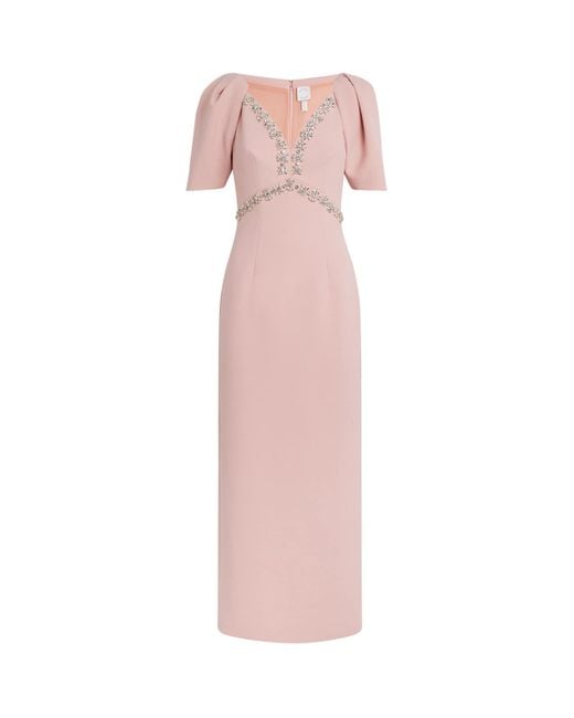 Huishan Zhang Pink Embellished Myrna Maxi Dress