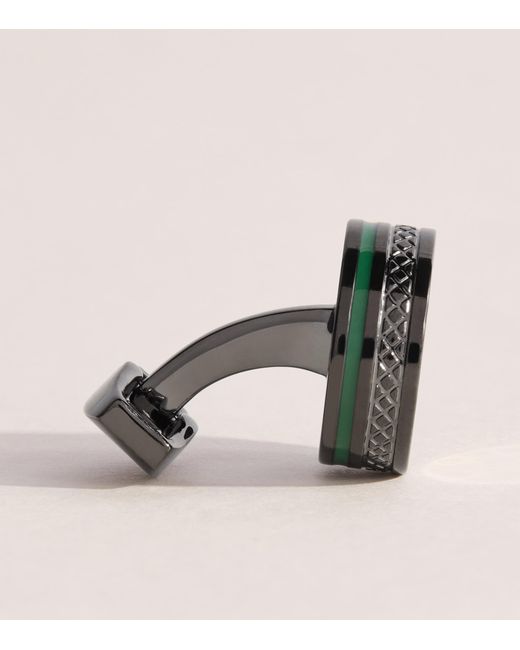 Tateossian Green Gunmetal Septa Gear Cufflinks for men