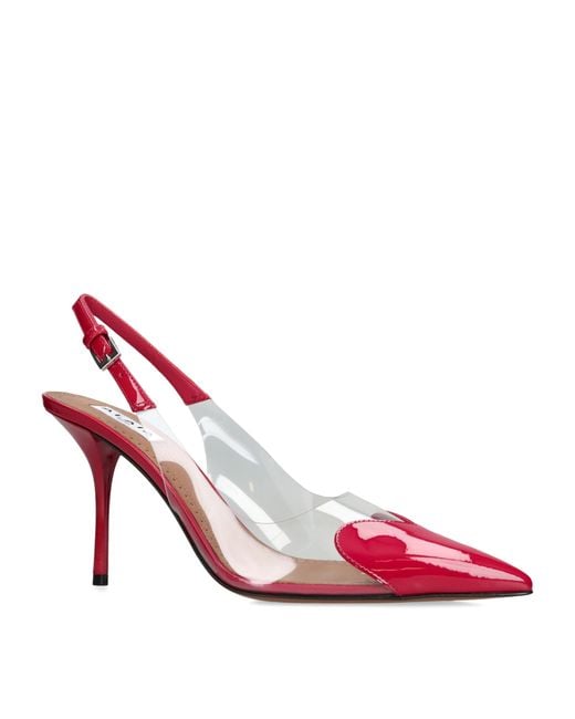 Alaïa Pink Patent Coeur Slingback Pumps 90