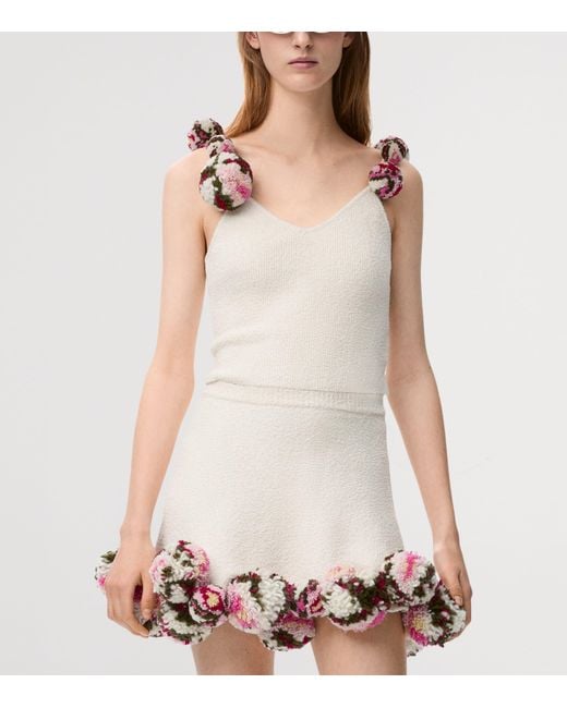 Loewe White X Paula's Ibiza Cotton-Blend Floral Pom-Pom Top