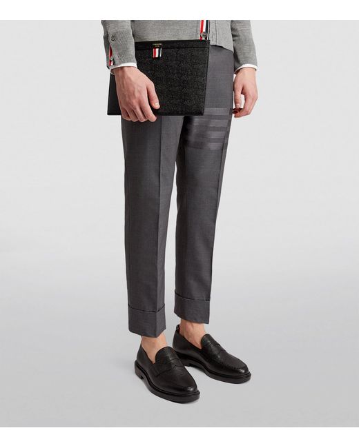 Thom Browne Black Medium Leather Pouch for men