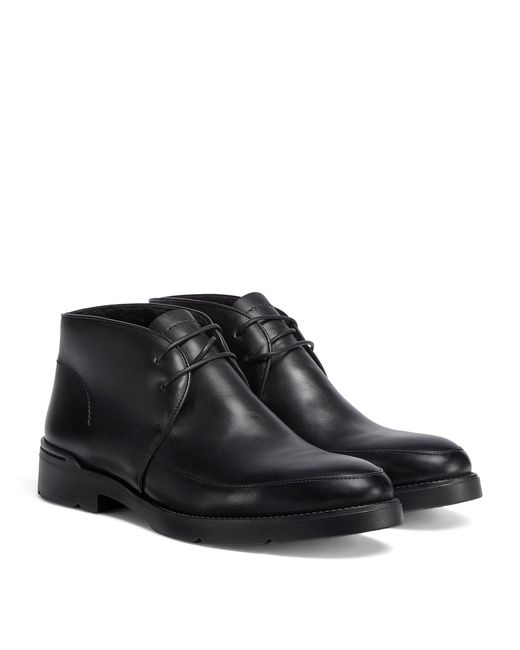 Zegna Black Leather Cortina Lace-up Boots for men
