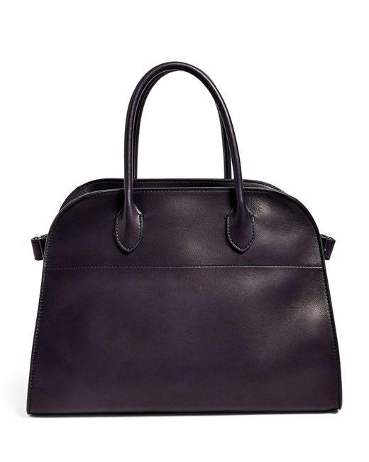 The Row Purple Leather Margaux 15 Top-handle Bag