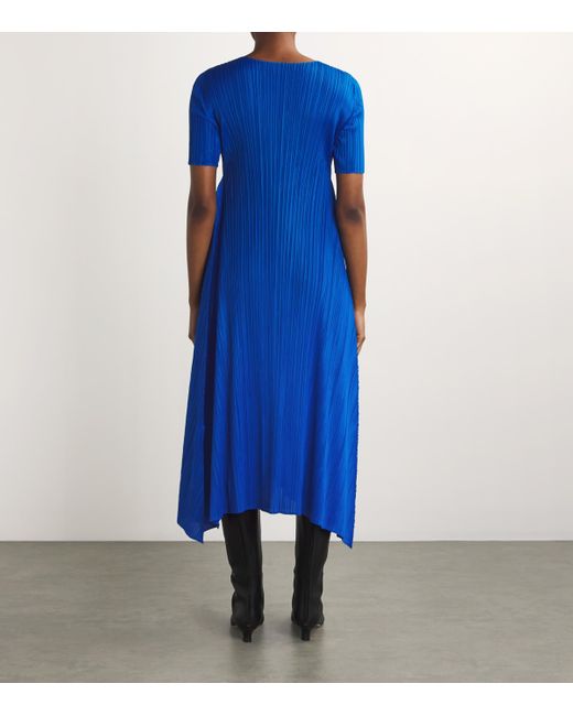 Pleats Please Issey Miyake Blue Efficient Square Midi Dress