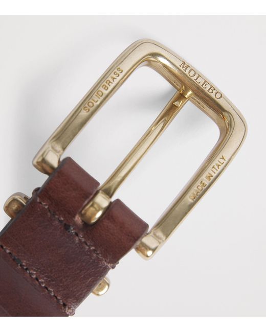 MOLEBO Brown Leather Double-Loop Western Belt for men