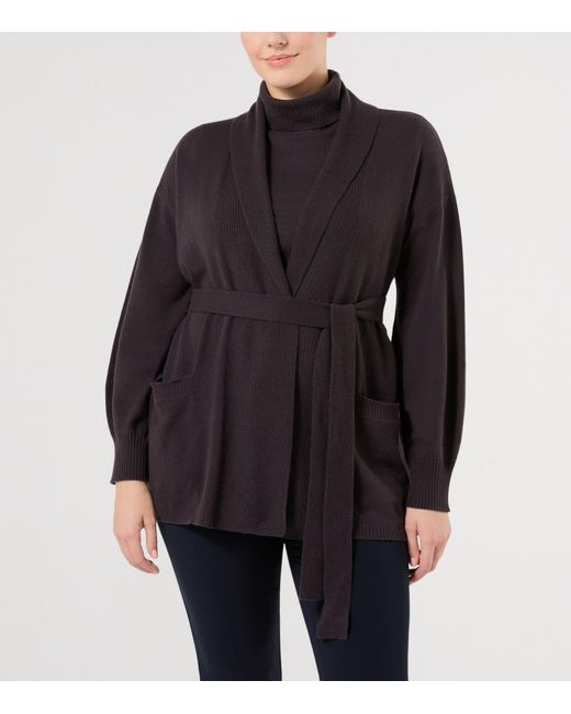 Marina Rinaldi Black Cashmere Tie-Belt Cardigan
