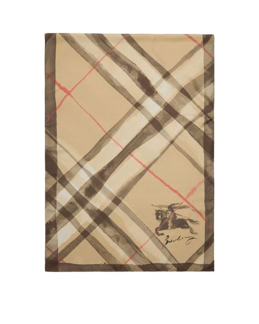 Burberry Natural Silk Watercolour Check Scarf