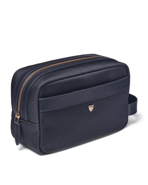 Aspinal Blue Logo-Detail Wash Bag for men