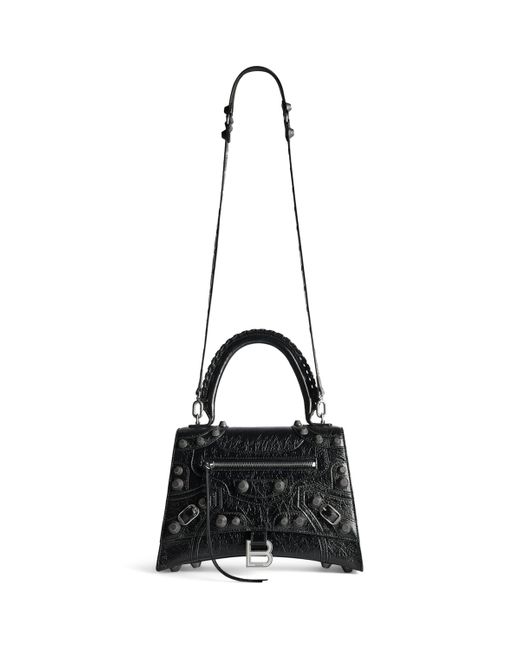 VIP【関税送料無料】希少 BALENCIAGA BLACK LEATHER HANDLE BAG Balenciaga Hourglass Top Handle Bag