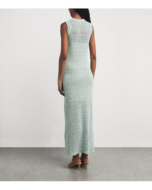 Eleventy Green Cotton-Blend Crochet Midi Dress