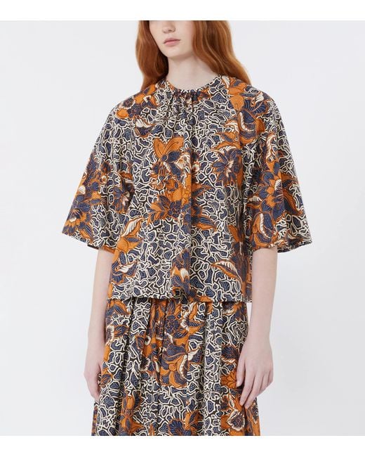 Weekend by Maxmara Blue Cotton Floral Blouse