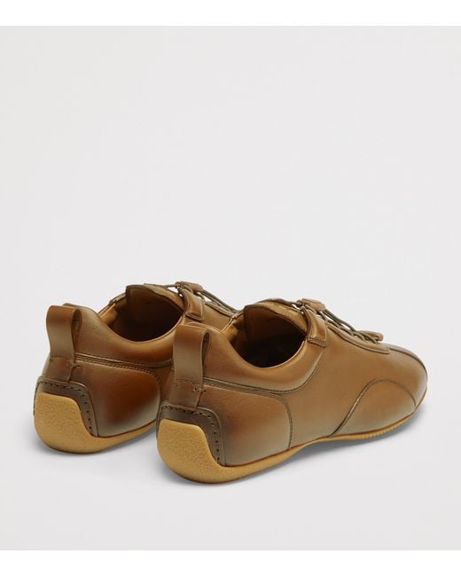 Dunhill Brown Patina Calfskin Davies Sneakers for men