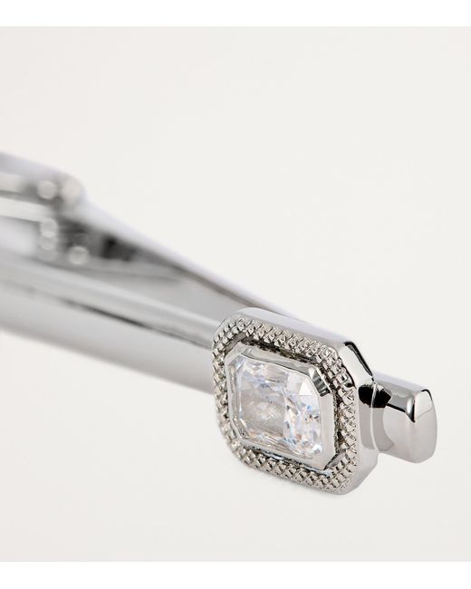 Tateossian Metallic Rhodium-Plated And Cubic Zirconia Halo Tie Clip for men