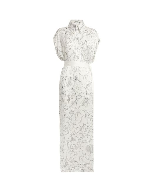 Fabiana Filippi White Silk Patterned Maxi Dress