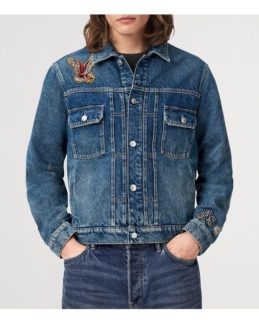AllSaints Blue Exile Patch Denim Jacket for men