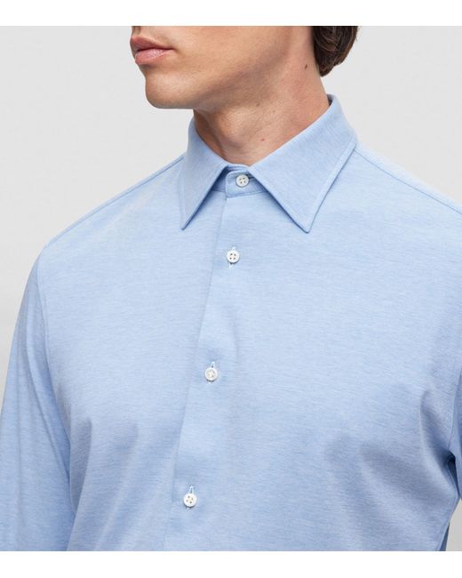 Boss Blue Stretch-Cotton Slim Shirt for men