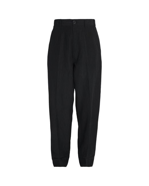 Maison Margiela Black Wool Four Stitch Pinstripe Trousers for men