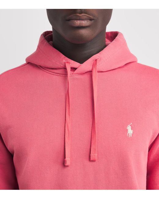 Polo Ralph Lauren Pink Cotton Loopback Fleece Polo Pony Hoodie for men