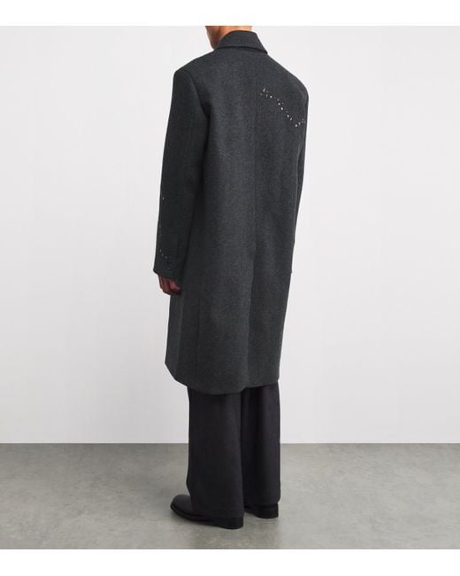 DOMREBEL Gray Wool Exposed Stitching Overcoat for men
