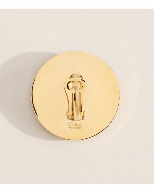 Chloé Natural Leather Pleats Clip-On Earrings