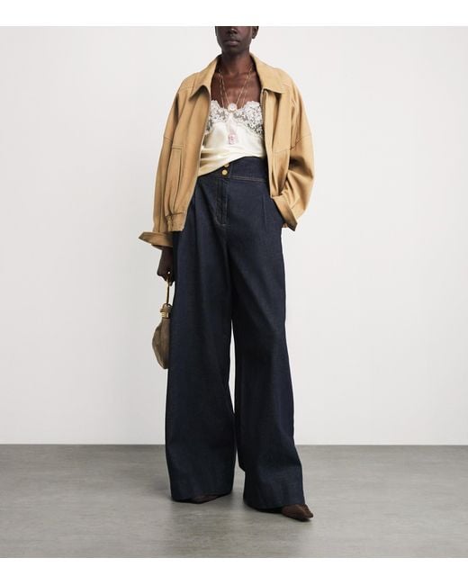 Chloé White Silk Lace-Trim Cami Top