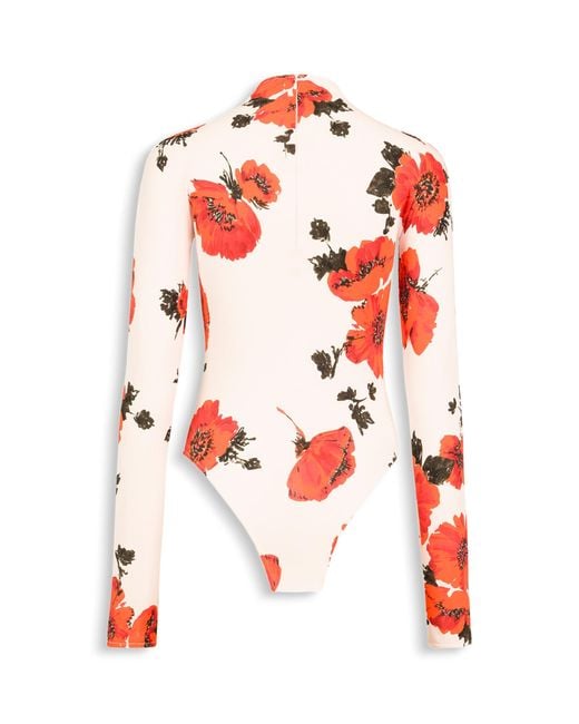 Alaïa Red Floral Print Bodysuit