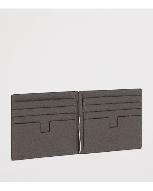 Tom Ford Black Grained Leather Money Clip Wallet for men