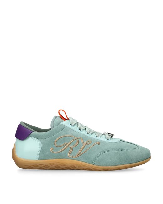 Roger Vivier Green Suede-Satin Viv Sneakers
