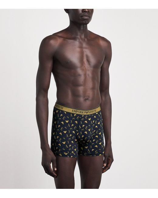 Emporio Armani Blue Stretch-Cotton Logo Boxer Briefs for men